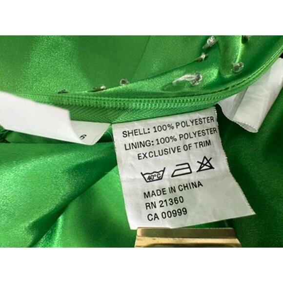 "MADELINE GARDNER" MORI LEE Prom Dress SZ 6 Kelly Green Bling Babydoll Y2K Long - Picture 15 of 16